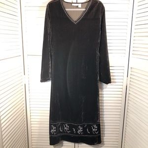 J. Jill long beaded and embroidered velvet dress